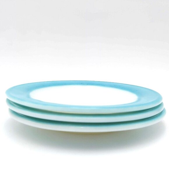 PYREX Bread Plates- Turquoise Blue-6.75 Inches - Set of 3-Made in Canada - Picture 4 of 10